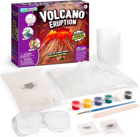 Science4you Vulkaan voor kinderen 8 jaar vulkaanspel met 6 experimenten voor kinderen: creëer een realistisch uitbarstende vulkaan, wetenschappelijke kit en educatief spel voor kinderen 8 jaar