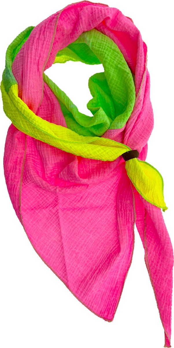LOT83 Sjaal Yara - Vegan leren sluiting - Omslagdoek - Ronde sjaal - Tricolore 4 - 1 Size fits all