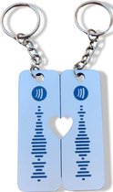 Porte-clés Spotify personnalisé | Blanc / Bleu | Lot de 2 | Design d'amour | Cadeau musical Perfect pour les couples et les vacances !