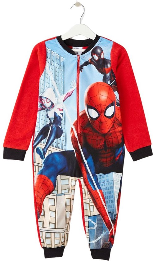 Marvel Spiderman Onesie - Pyjama / Jumpsuit / Huispak - Rood - Maat 98