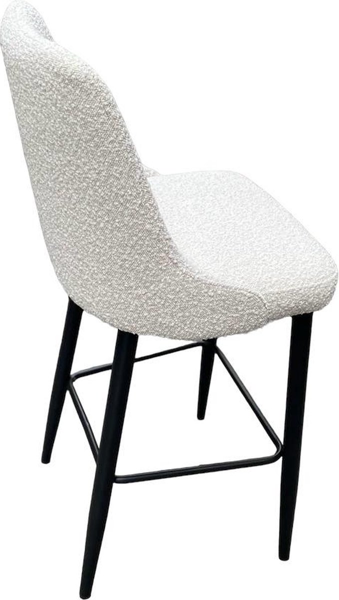 mbc-living - barkruk Oslo - boucle stof - zwart metalen poten