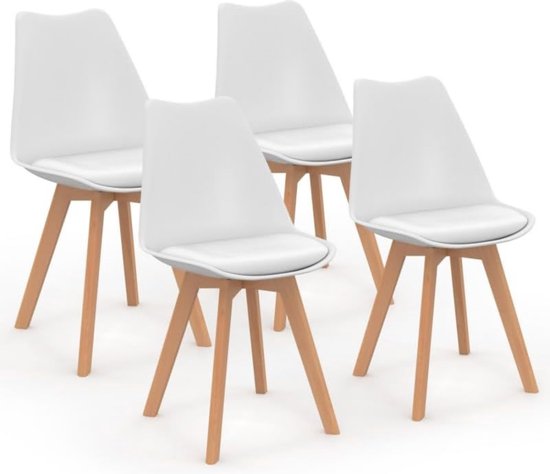 Set van 4 Scandinavische stoelen SARA wit voor eetkamer