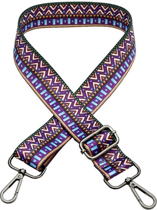 Schouderriem Kelim Paars - bag strap - verstelbaar - met gespen - afneembare schouderband - tassenriem