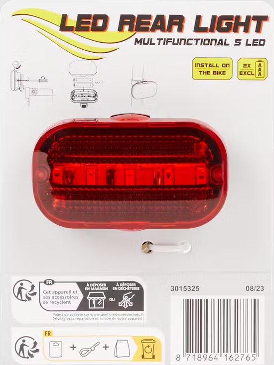 Benson | Fietslamp | Fiets Achterlicht / staartreflector - voor fiets - LED - universeel - batterijachterlicht met reflector — afbeelding 3