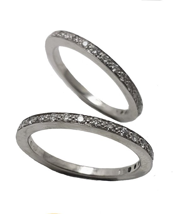 Ring - or blanc - 14 crt - diamant - 0,18 crt - bague d'extension - Joaillier Verlinden