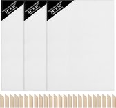 Kurtzy 3 Pak Blank Canvas – 60 x 90 cm – Groot Voorgespannen Canvas Panelen met Houten Wiggen – Geschikt Voor Acryl en Olieverf, Maar ook Voor Schetsen en Tekenen