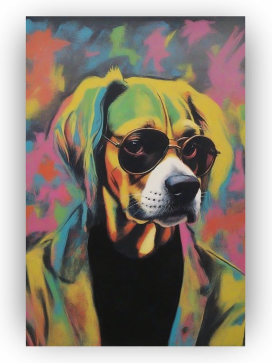 Graffiti muurkunst dragen zonnebril portret van bulldog canvas schilderij dier puppy hond poster afdrukken kinderkamer decor frameloos 60 x 80 cm