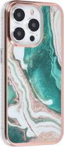Multimedia & Accessoires Siliconen Marmer Harde Back Cover Case Hoesje geschikt voor Apple iPhone 15 Pro – TPU – Harde Plastic – Groen