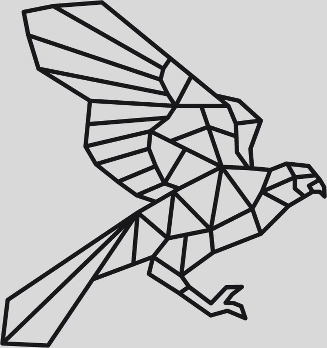 WandStaal - Vogel - Silhouette - Metaalkunst - Zwart - 1000x940x2 Geometrische Dieren - Wanddecoratie - Muurdecoratie - Inclusief bevestigingsmateriaal