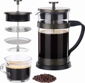 Navaris RVS French press koffiezetapparaat - Cafetière 1 L - Borosilicaatglas en roestvrij staal - Voor koffie en thee - 15,8 x 11 x 21 cm - Bruin