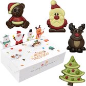 Kerst doosje met luxe chocolaatjes 12 stuks - Relatiegeschenk - Luxe Chocolade - Kerstboom - Kerstman - Rendier - Gingerbread house - Cadeau voor een relatie - Geschenk