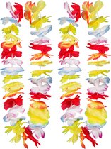 Boland Hawaii krans/slinger - 2x - Tropische/zomerse kleuren mix - Bloemen hals slingers