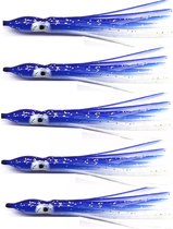 Rubber Inktvis Rokken 5cm - Kunstaas trollen - Voor Zoet-/Zoutwater vissen - Blauw/Wit - SX-056 - Per 5 stuks