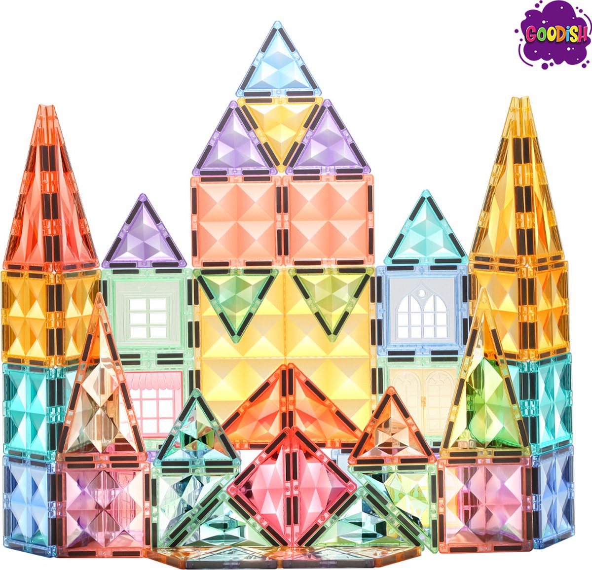 Magnetisch speelgoed | Goodish | 70 stuks | Cadeau | Bouwspeelgoed | Kinderen | Magnetisch bouwspeelgoed | Montessori speelgoed | Magnetic tiles |