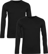 Bamboo T-Shirt - Lange Mouw - Ronde Hals - Zwart - Super zacht - Antibacterieel - Perfect draagcomfort - 95% Bamboo - 2 Stuks - XXL - Zwart