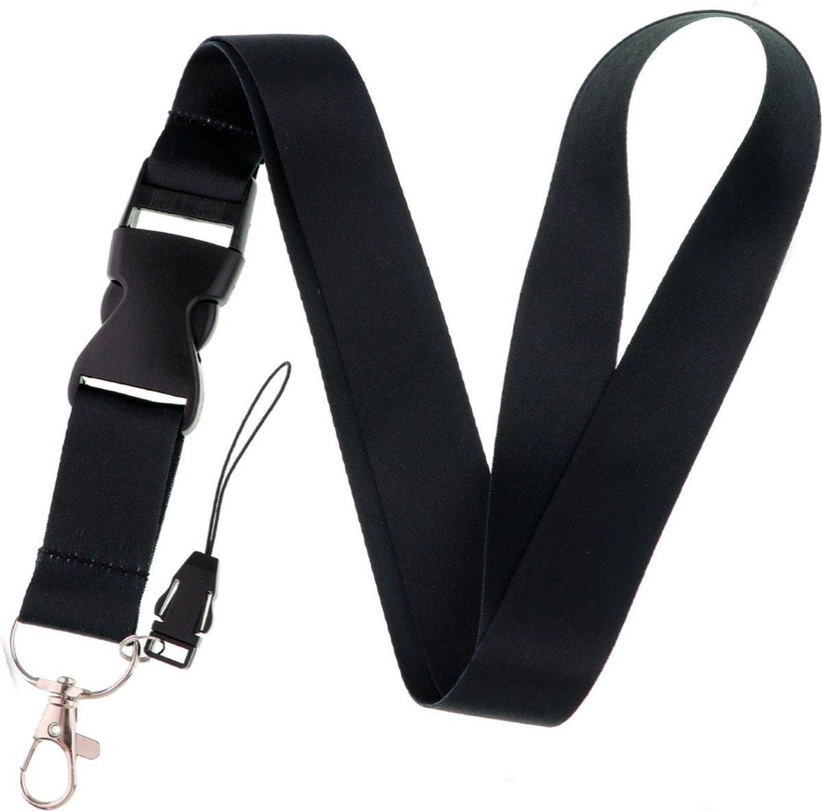 thumbnail: 50x Sleutelbanden Zwart – 45 Cm Nylon | Met Draaibare Haak | Voor ID Kaarten En Sleutels