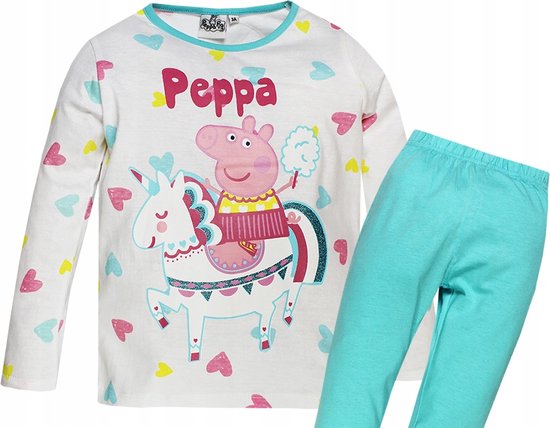 Peppa Pig pyjama - 100% katoen - Peppa Big pyama hartjes - maat 116