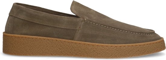 Sacha - Heren - Khaki suède loafers met bruine zool - Maat 44