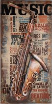 Clayre & Eef Schilderij 100x6x50 cm Bruin Ijzer Rechthoek Saxofoon Muurdecoratie