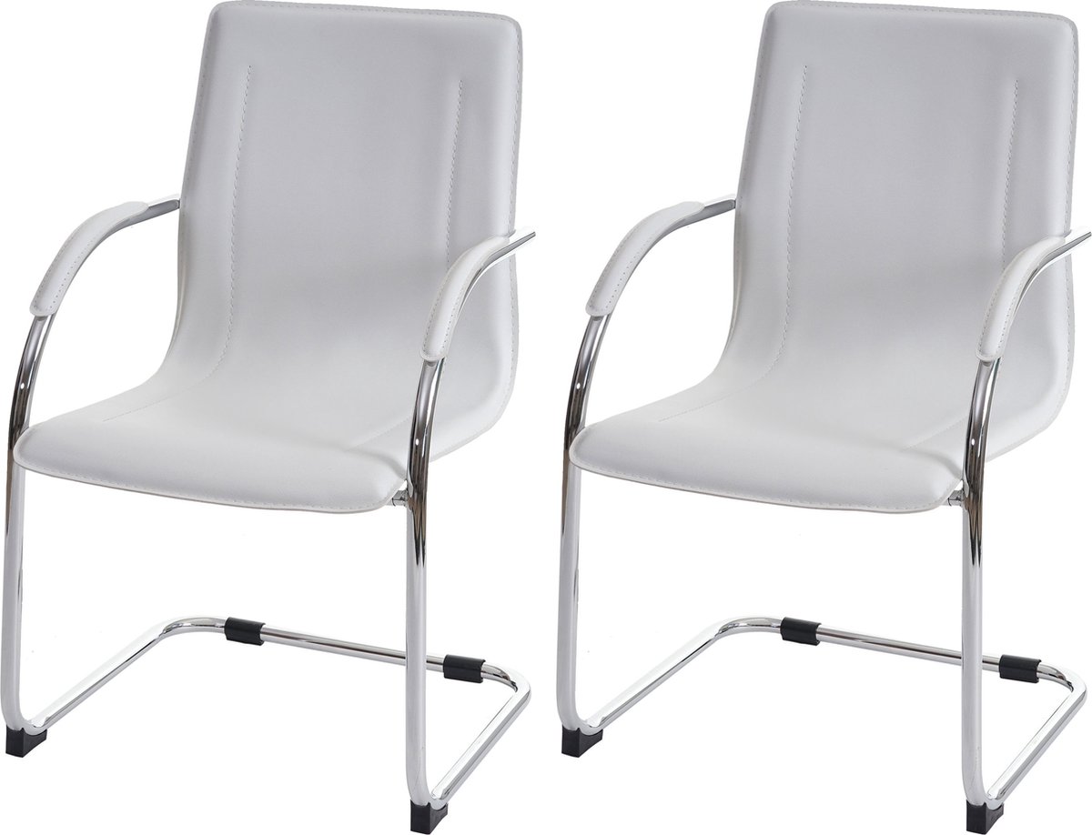 Cosmo Casa Set van 2 Conferentiestoelen - Sledeframe - Bezoekersstoelen - Wit