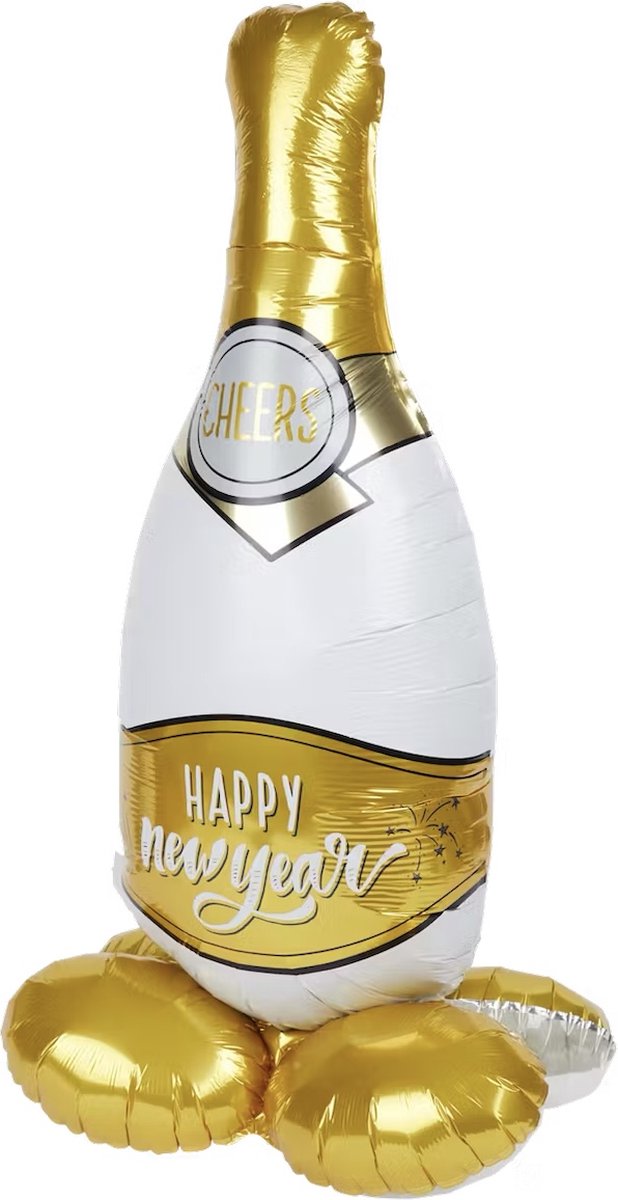 SVH Business Folieballon Happy New Year - Champagne fles - 86 cm