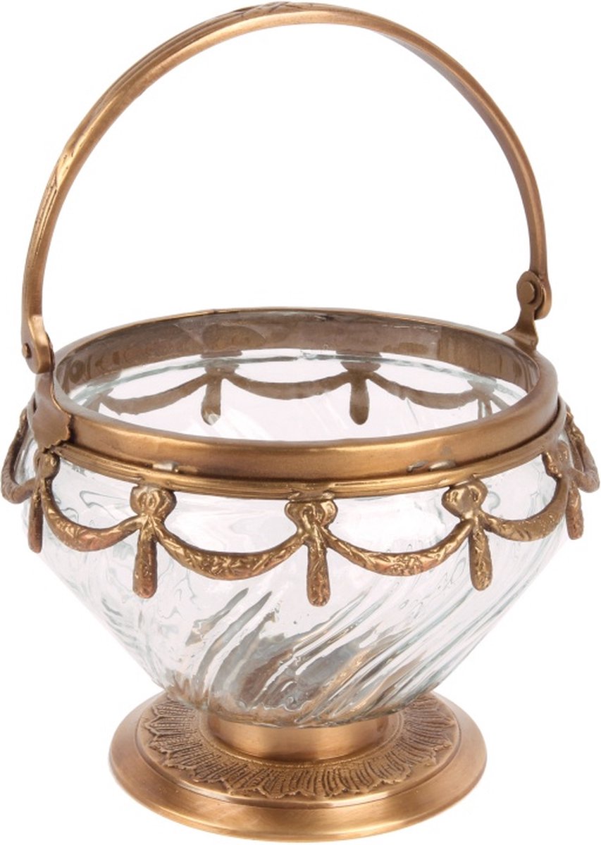 Baroque - Windlicht - Bonbonnière 11 cm - Goud - Koper / Glas - 9x11x11 - Brass+glass