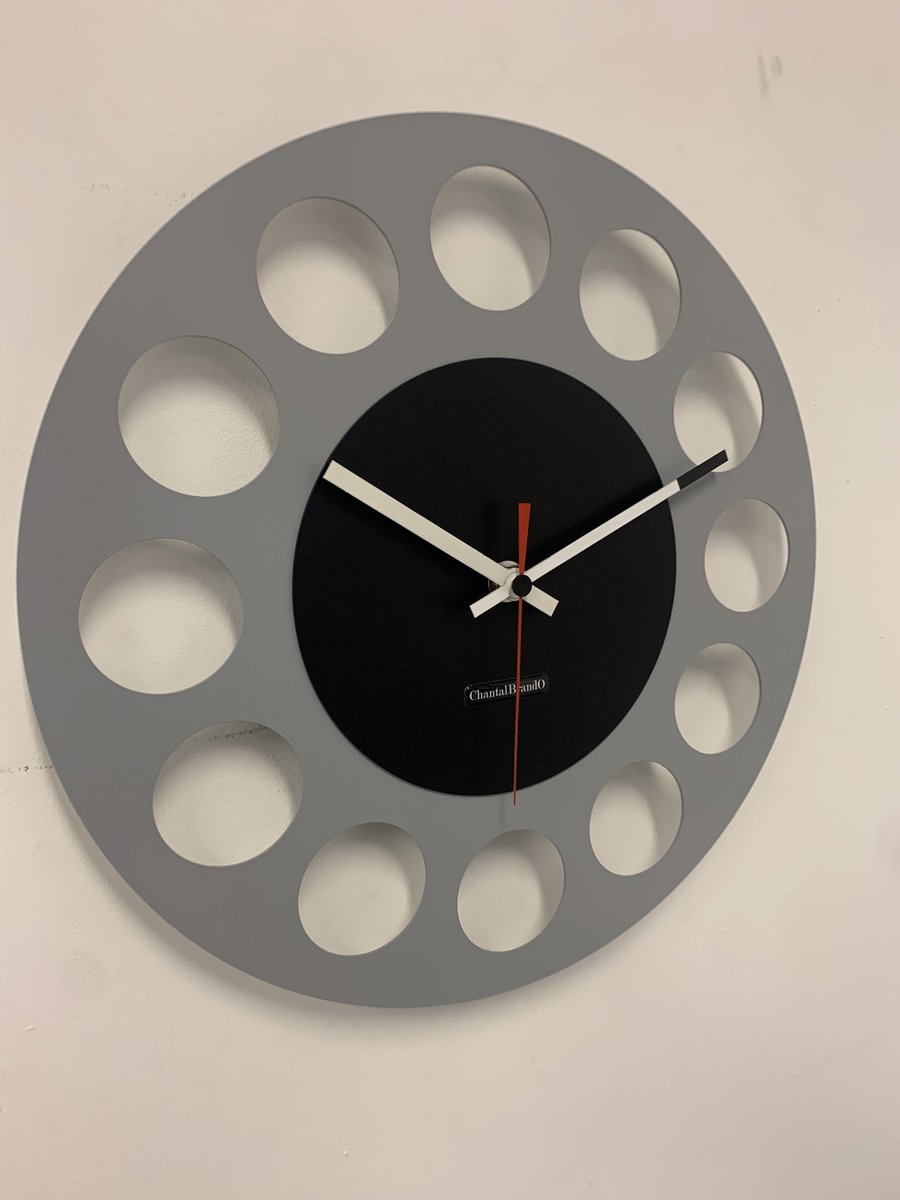 Wandklok CHANTALBRANDO -- GREY & BLACK TORNADO 40 -- MODERN DESIGN --