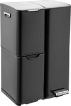 Bol.com Lowander afvalbak afvalscheiding 60 liter - Prullenbak | Vuilnisbak met 3 vakken & pedaal - Zwart aanbieding
