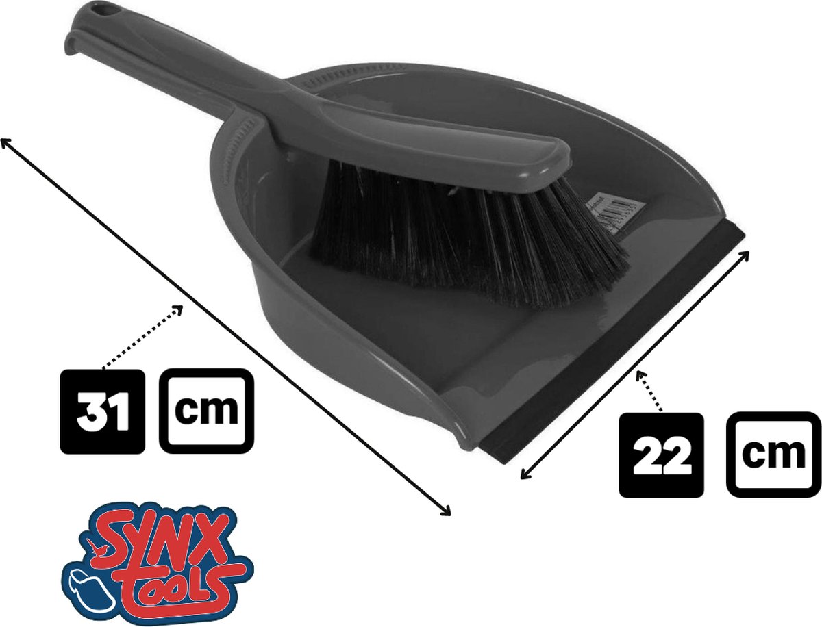 Goedkoopste Synx Tools Handveger en blik Grijs Stoffer en blik - Kunststof - Stoffer & blik- veger en blik - Dustpan & Brush - Breedte 22 cm