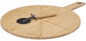Pizzaplank - BBQ Accessoires - 100% Bamboe - Handige opvanggeul - Ø 37 cm