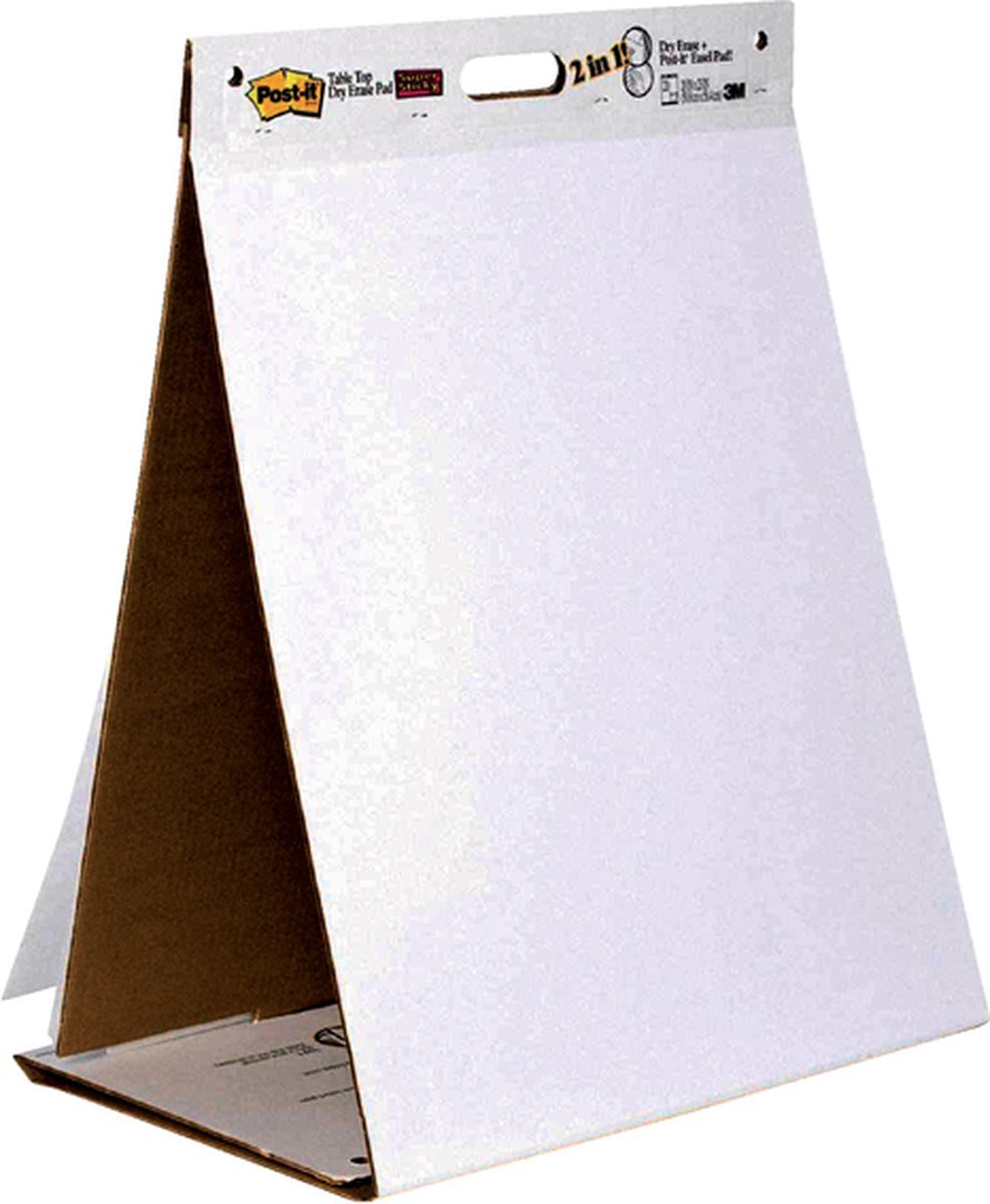 Table Top Flipover Post-it® Super Sticky - zelfklevend - Dry Erase bord - Effen Wit - 584 x 508 mm