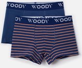 Woody duopack boxershort jongens - donkerblauw + donkerblauw gestreept -232-10-CLD-Z/018- maat 98