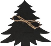 Kerst decoratie - Bestekhouder - Kerstboom - Christmas - Kerstboom bestekhouder - Tafeldecoratie - Tafelen - 20x2x18cm - Zwart - 4 stuks.
