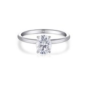 Mystique - 18k Witgouden Ovale Solitaire Moissanite Ring met Hidden Halo | Wedfit - 4.2 karaat