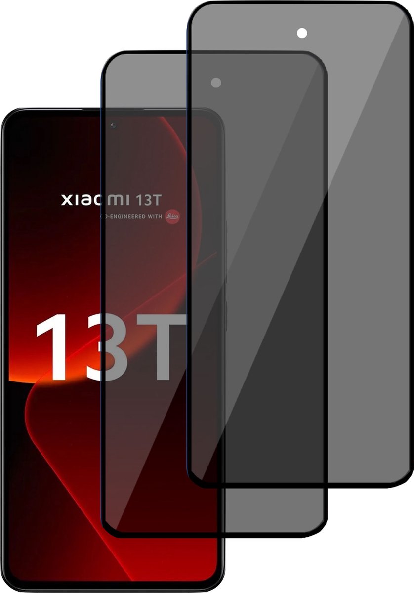 2x Privé Screenprotector geschikt voor Xiaomi 13T - Privacy Beschermglas - Privacy Proteqt+