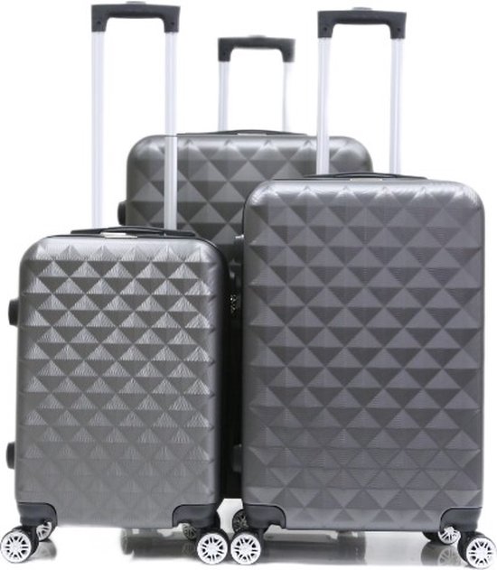 Kofferset Traveleo, 3-delig - ABS - met cijferslot - Zilver