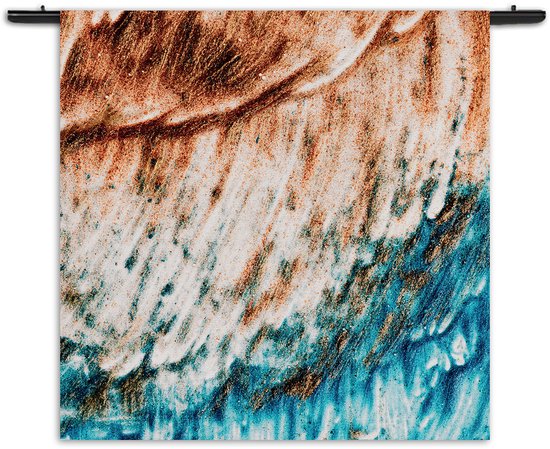 Mezo Wandkleed Kunst Oranje Blauw Rechthoek Vierkant L 120 X 120 CM Mezo Wandkleed Kunst Oranje Blauw Rechthoek Vierkant L 120 X 120 CM