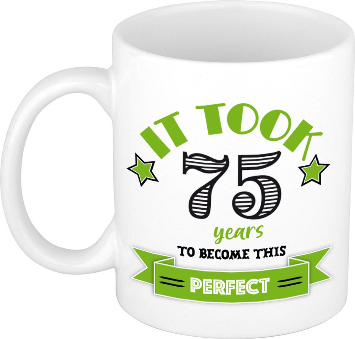 Bellatio Decorations Verjaardag cadeau mok 75 jaar - groen - grappig - 300 ml - keramiek