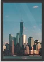 Poster New York Gebouwen Skyline Rechthoek Verticaal Met Lijst L (40 X 50 CM) - Zwarte Lijst - Wanddecoratie - Posters