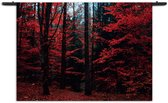 Velours Wandkleed Het rode bos Rechthoek Horizontaal L (85 X 120 CM) - Wandkleden - Met roedes