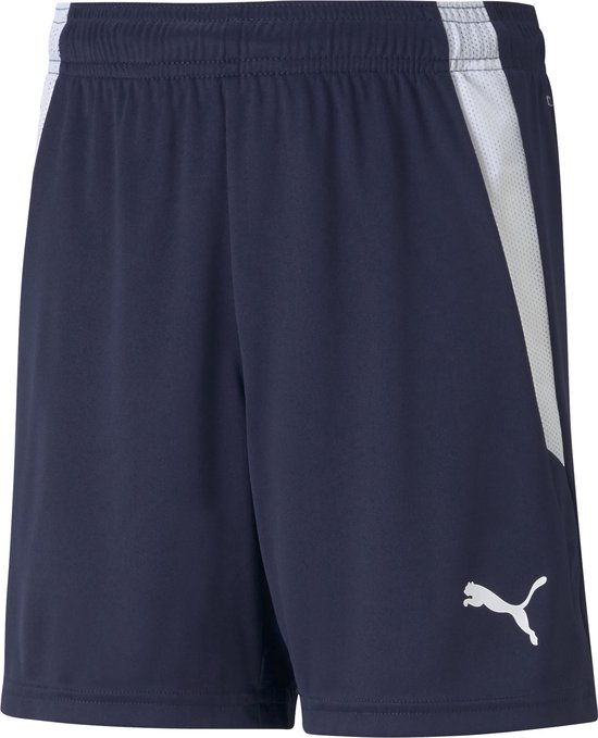 PUMA teamLIGA Shorts Jr Unisex Sportbroek - Peacoat-Puma Wit - Maat 176