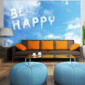 Fotobehangkoning - Behang - Vliesbehang - Fotobehang - Be happy - Wolken - 250 x 175 cm