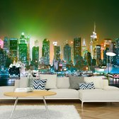 Fotobehangkoning - Behang - Vliesbehang - Fotobehang New York - NY: Enlightened Harbour - 300 x 210 cm