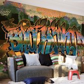 Fotobehangkoning - Behang - Vliesbehang - Fotobehang Straatkunst Graffiti - 200 x 140 cm
