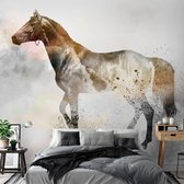 Fotobehangkoning - Behang - Vliesbehang - Fotobehang Paard - Kunst - 250 x 175 cm