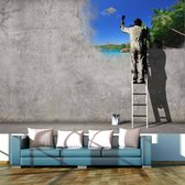 Fotobehangkoning - Behang - Vliesbehang - Fotobehang - Creative process - Schilder - Betonnen Muur - 150 x 105 cm