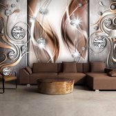 Fotobehangkoning - Behang - Vliesbehang - Fotobehang - Brown and Diamonds - Glamour - Diamanten - 400 x 280 cm