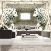 Fotobehangkoning - Behang - Vliesbehang - Fotobehang - Chamber of lions - 250 x 175 cm