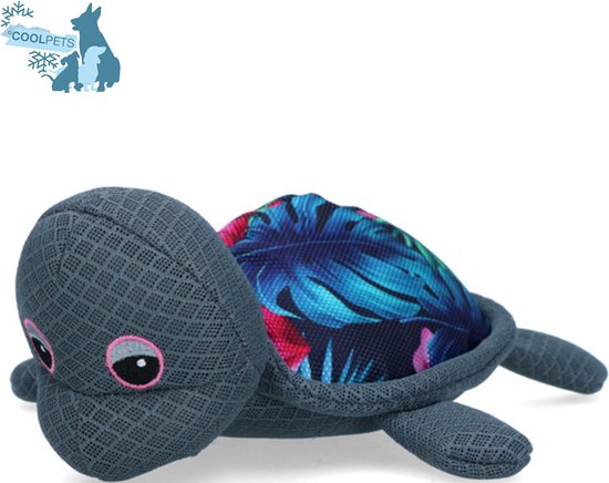 CoolPets Turtle’s Up – 9 x 35 x 21 cm - Verkoelend hondenspeeltje – Hondenspeelgoed met pieper – Drijft op water – Bloemen print