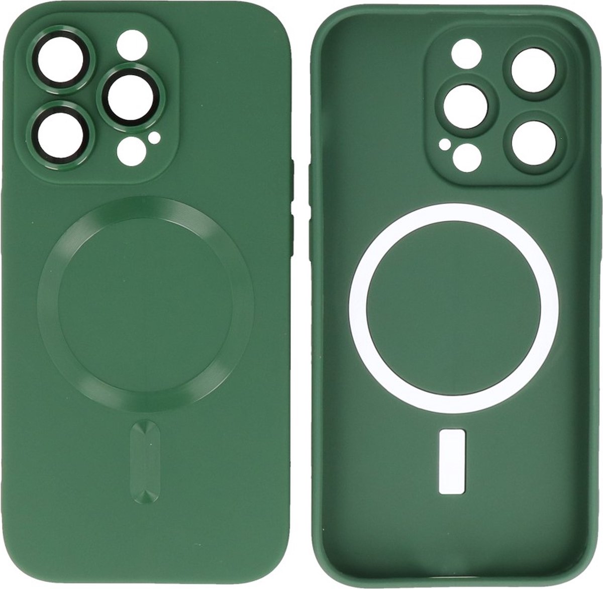 MagSafe Hoesje - Backcover met Camera Beschermer voor de iPhone 15 Pro Max - Donker Groen